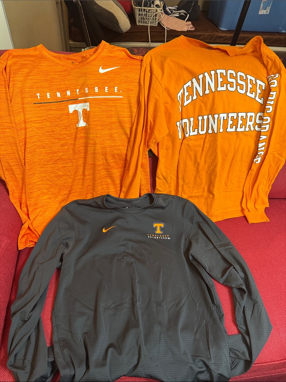 Tennessee Volunteers Men’s Long-Sleeve 3-Tee Bundle, Nike/Champion